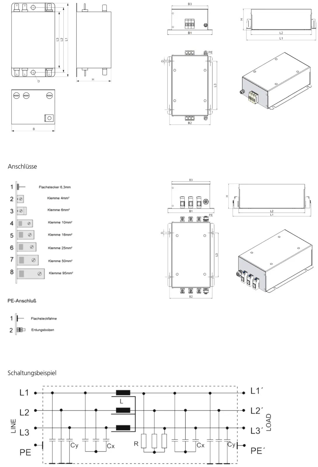 Disegno tecnico: Filtro EMI N CNW 103