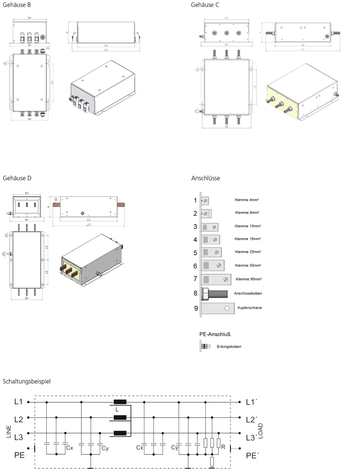 Disegno tecnico: Filtro EMI N CNW 114